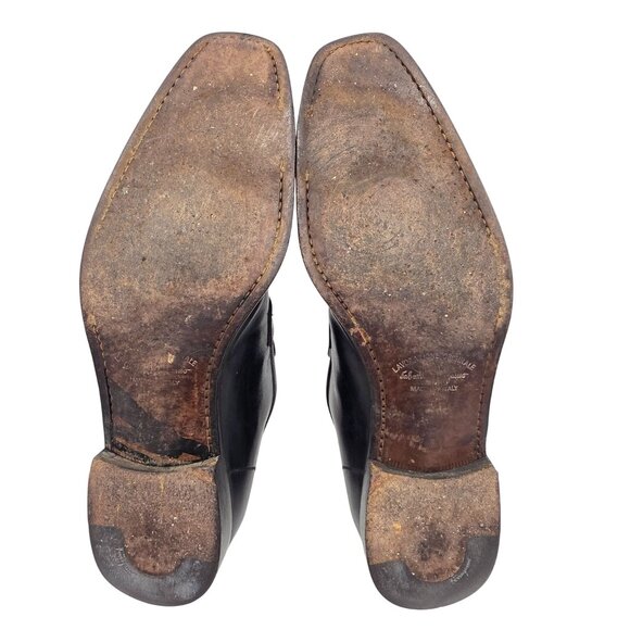Vintage Salvatore Ferragamo Italy Mens 13D Black Leather Dress Shoes Bit Loafers - Picture 3 of 15